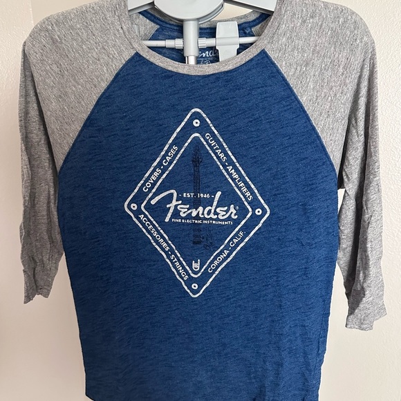 Fender Blue and Gray Raglan Tee - Picture 1 of 7